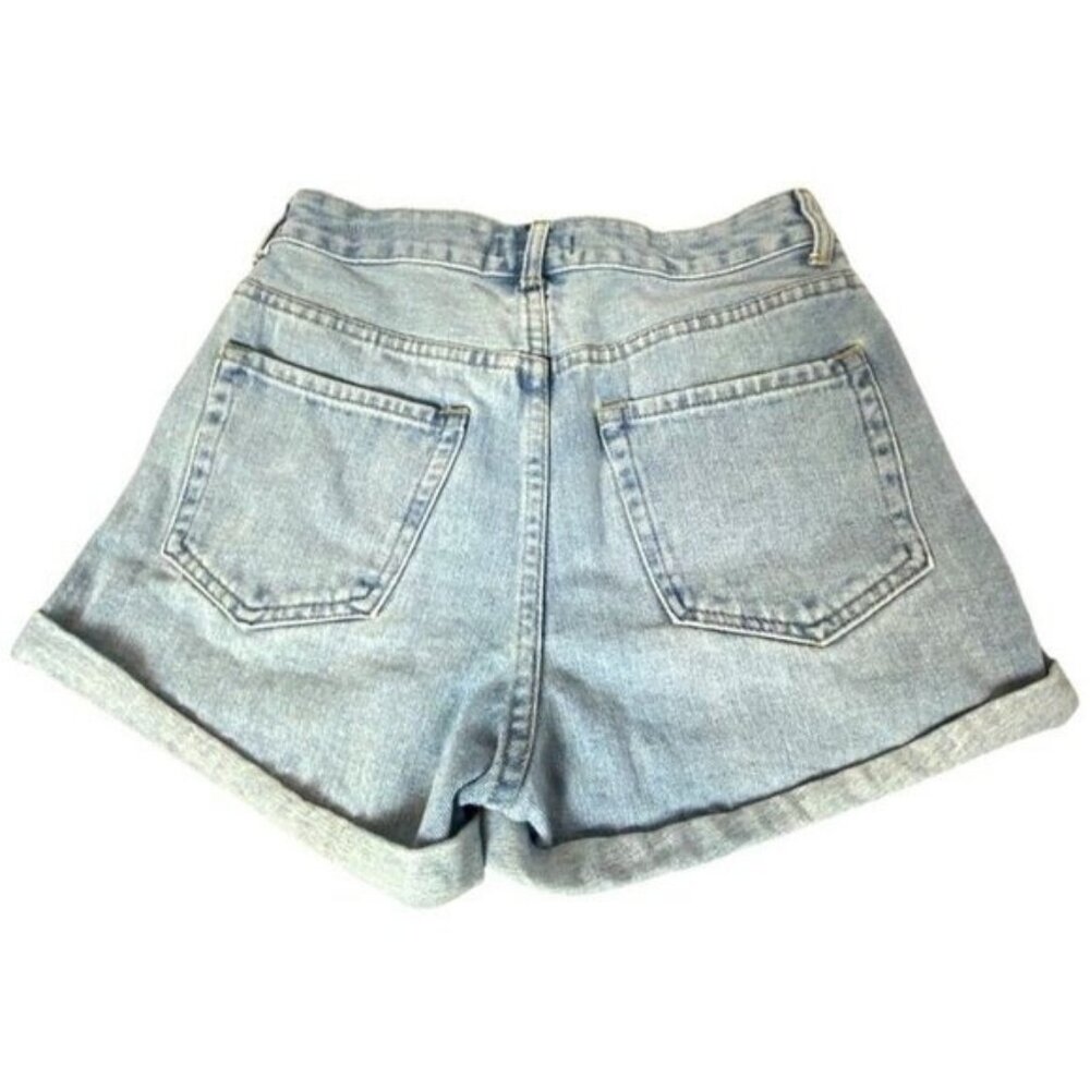 Forever 21 Womens Light Wash High-Rise Denim Shorts Sz 26 Cuffs & Button fly - Picture 2 of 6